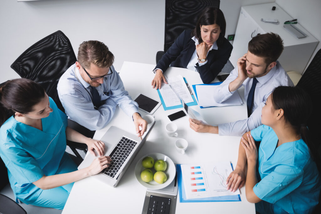 team of doctors in a meeting at conference room